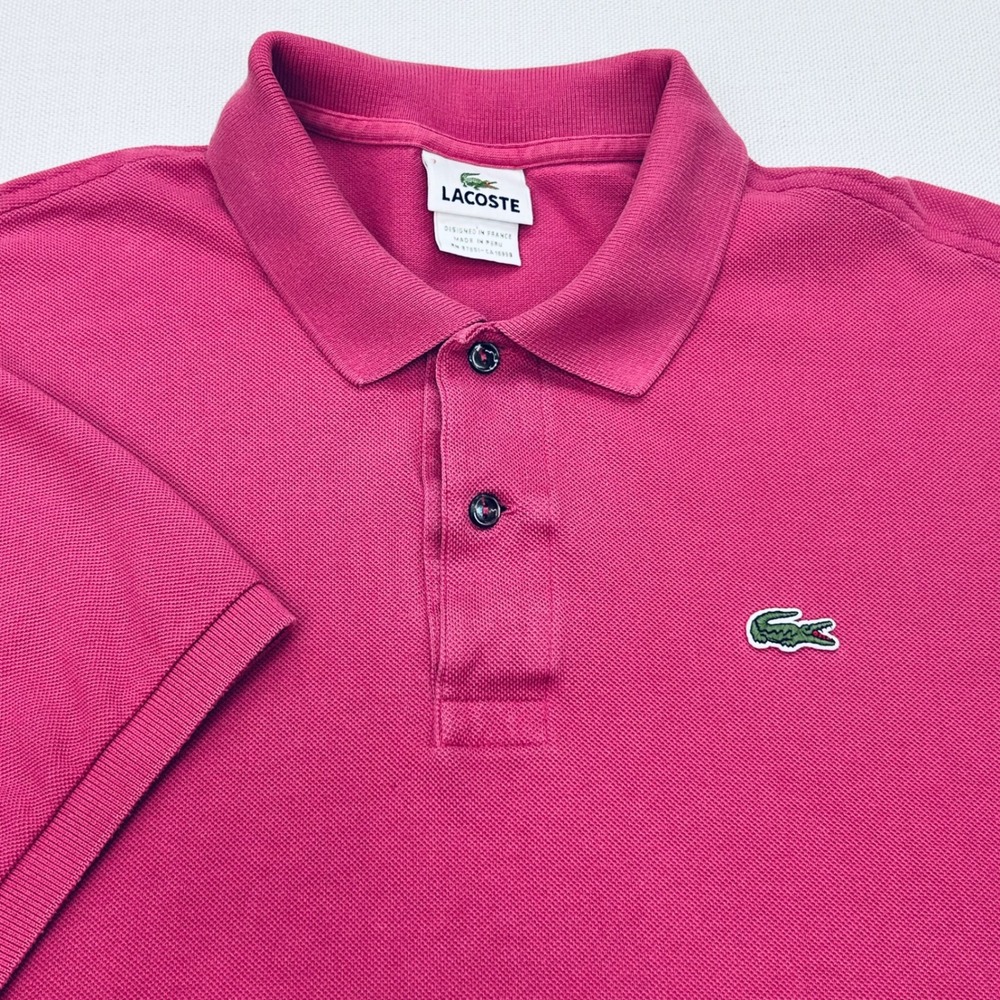 Lacoste Pink‎ Polo Shirt Mens 7 Large Classic Crocodile Logo Preppy Golf Pique